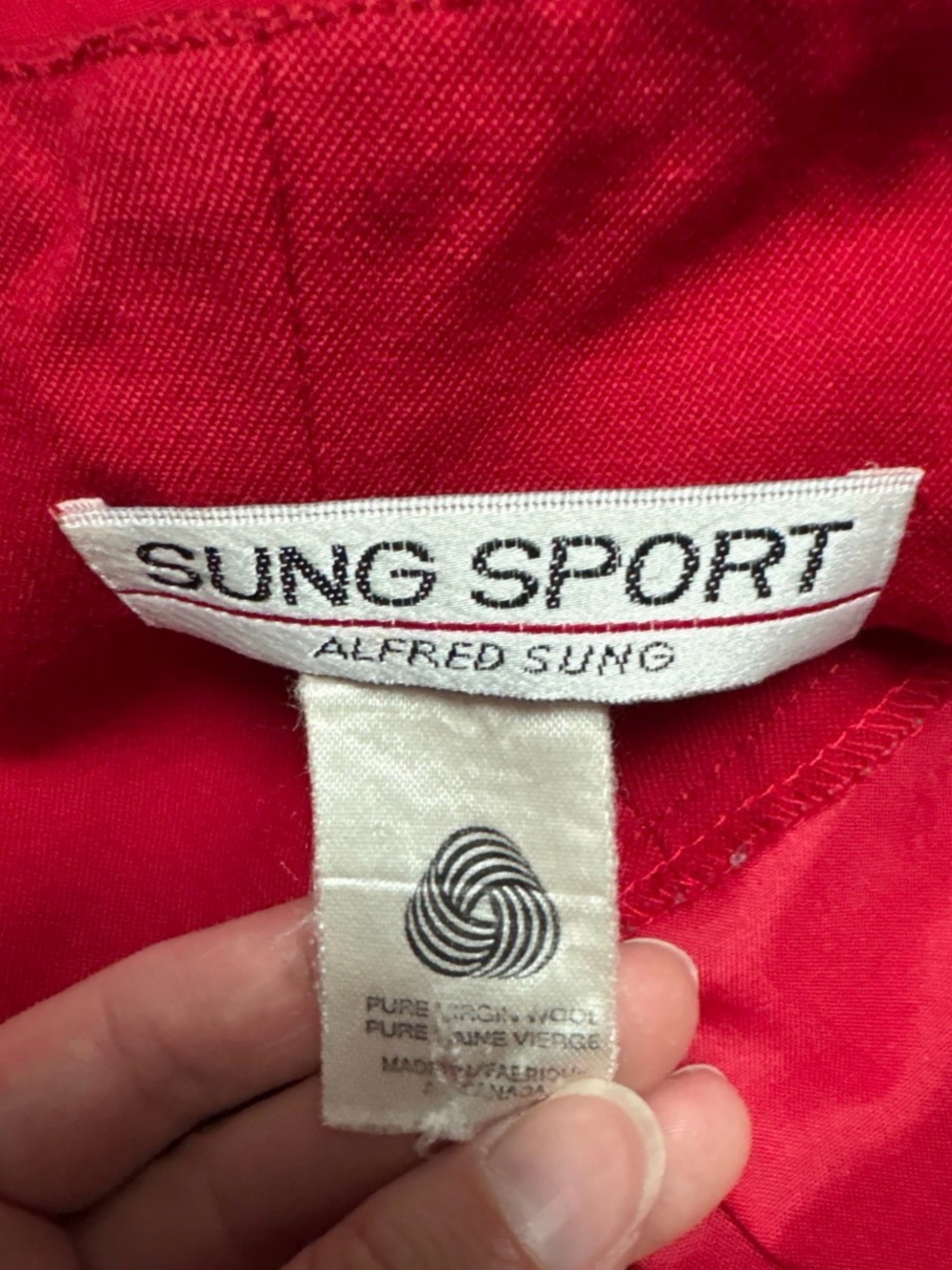 Vintage Alfred Sung 100% Virgin Wool Red Pencil Skirt Made in Canada 90s, size S - Picture 3 of 4